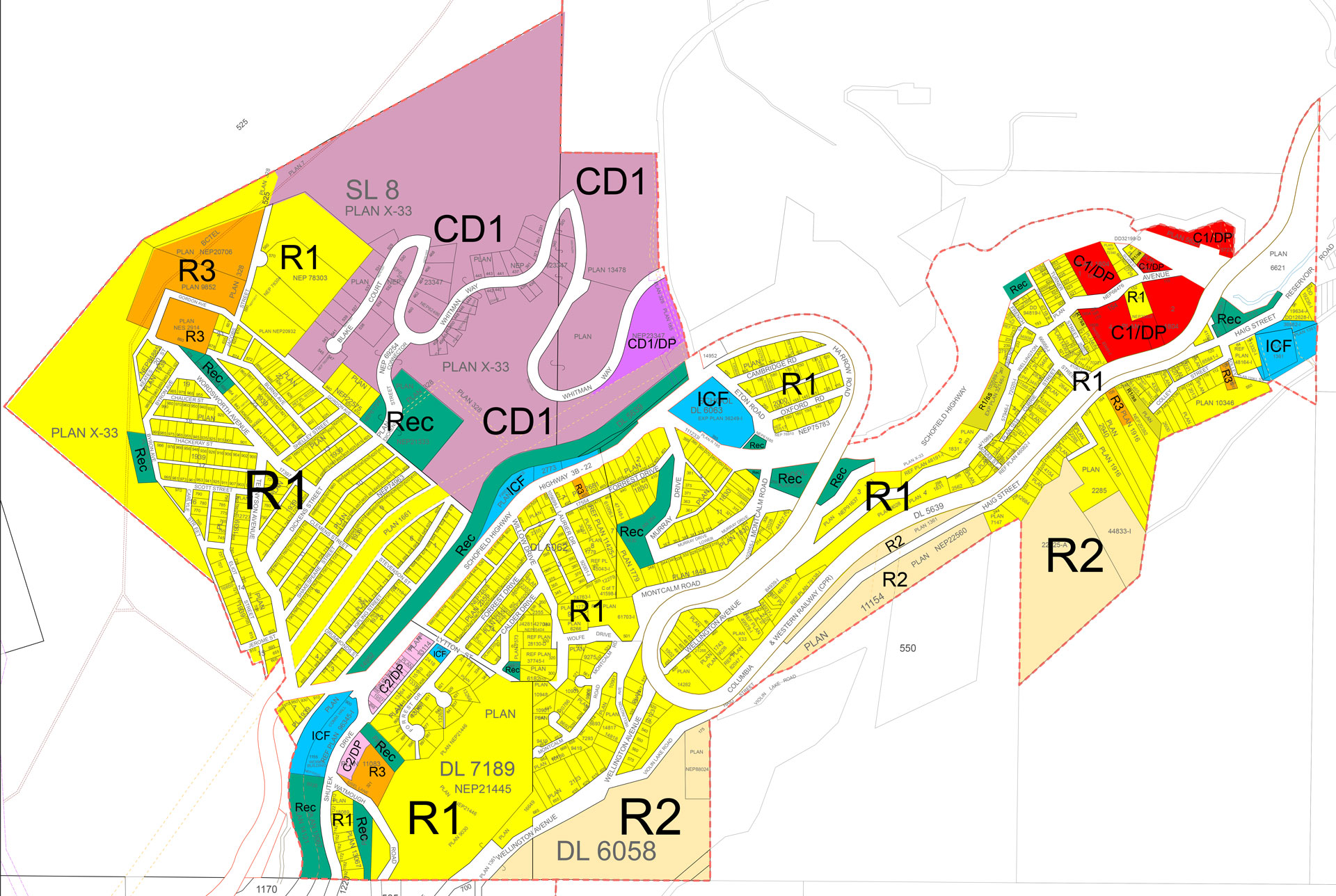 Warfield zoning map